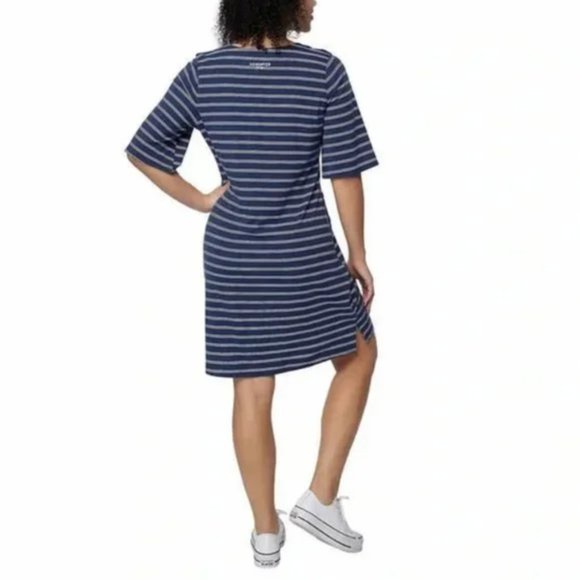 NEW Womens Pocket Dress Small Blue Striped UV Sun Protection - Picture 6 of 16